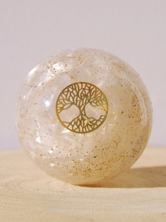 Esfera Orgonite Selenita Árbol Vida